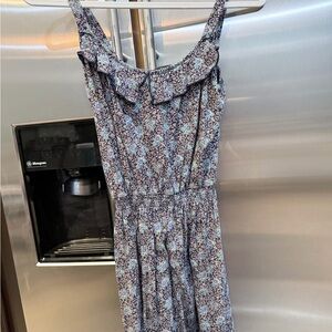 Express Navy and Light Blue Floral Midi Dress